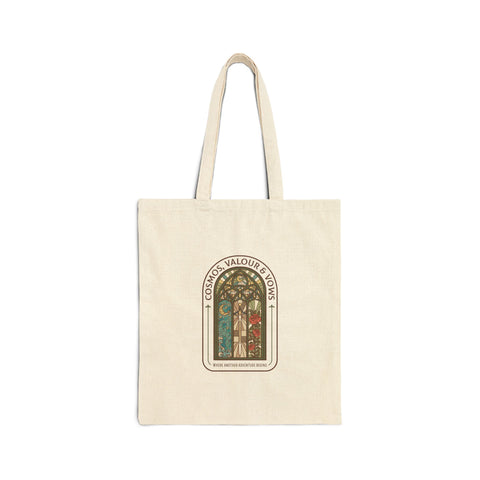 Tote bag en coton vitrail vintage « Cosmos, Vaillance & Vœux »